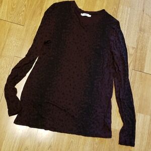 Vince Maroon/Black animal print tunic top size m